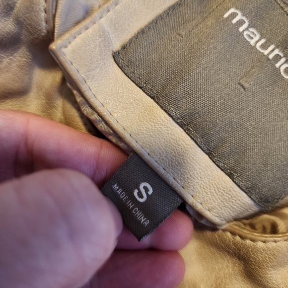 Maurice's Moto Style Tan Faux Leather Jacket Women's Small S Fall Zip Pockets - Picture 9 of 11